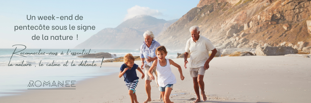 Famille profitant d'une plage tranquille et naturelle.